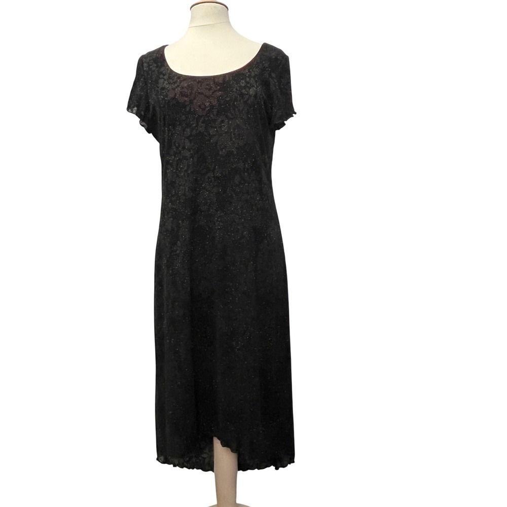 AGB Byer Black Lace Red Lined Sparkle High Low Dress Women 14 Whimsigoth Formal